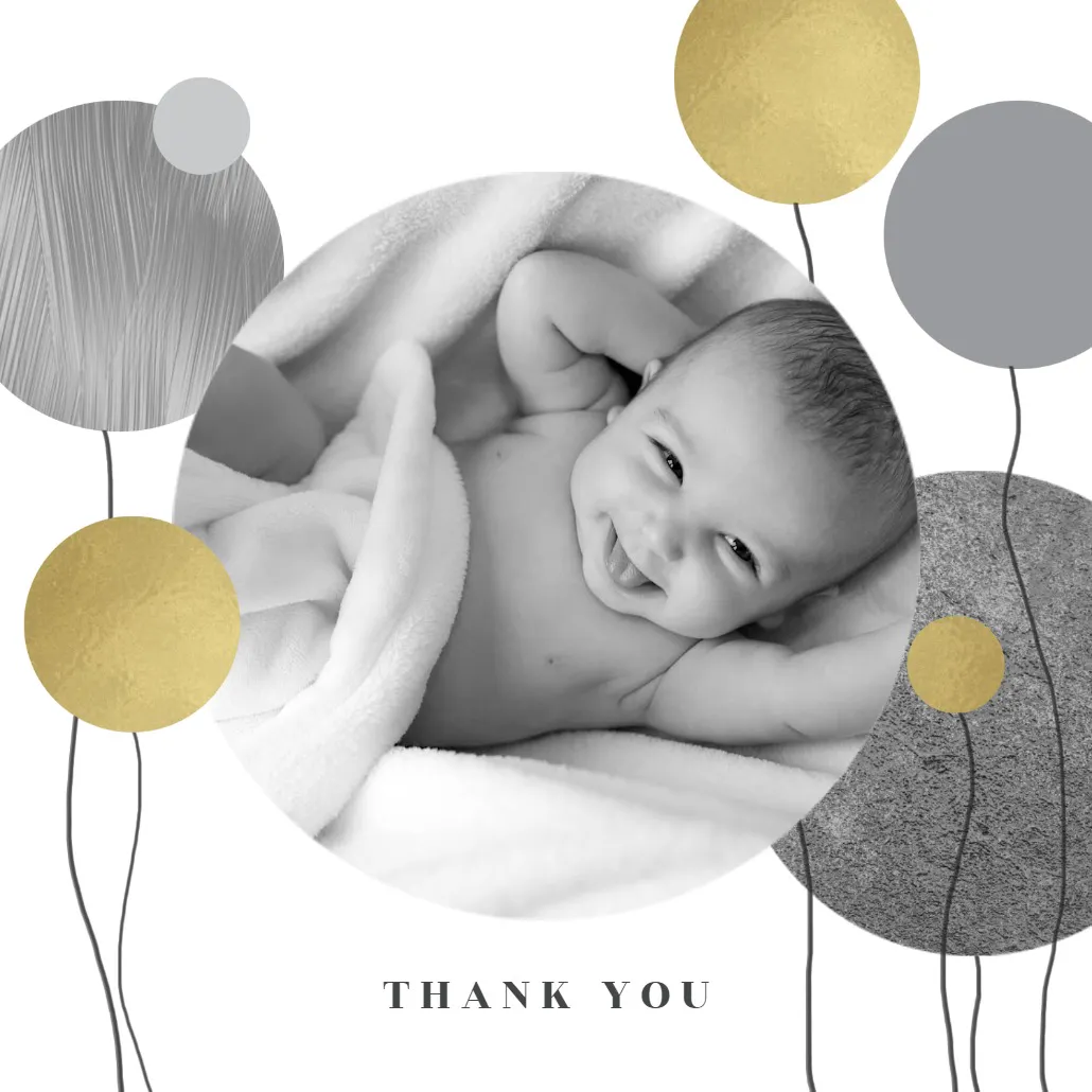 Surrealism balloons - baby shower teşekkür kartı